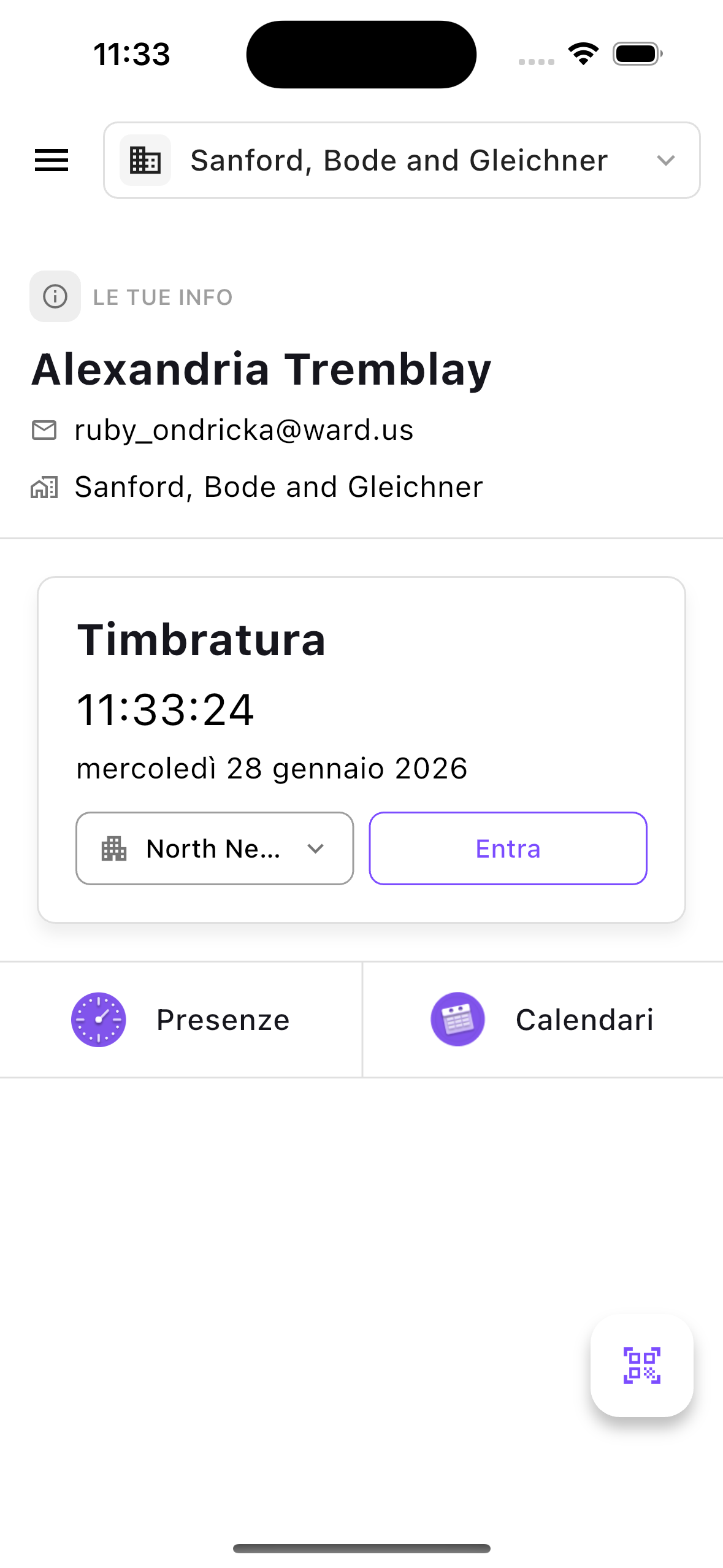 Home con stato live e azioni rapide